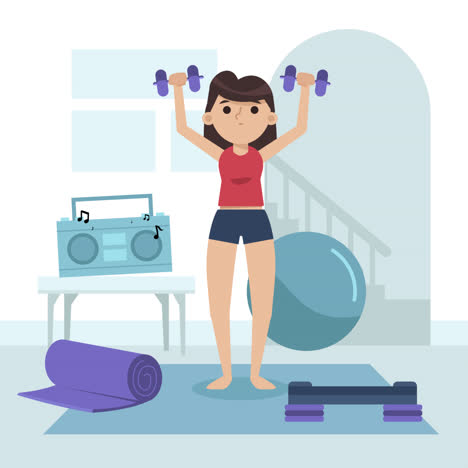 woman doing home workout