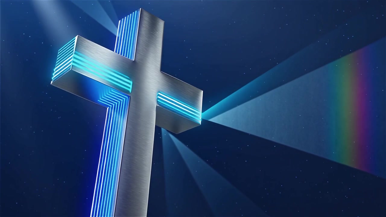 Croce Cristiana Luce Celestiale Sfondo per il Culto.