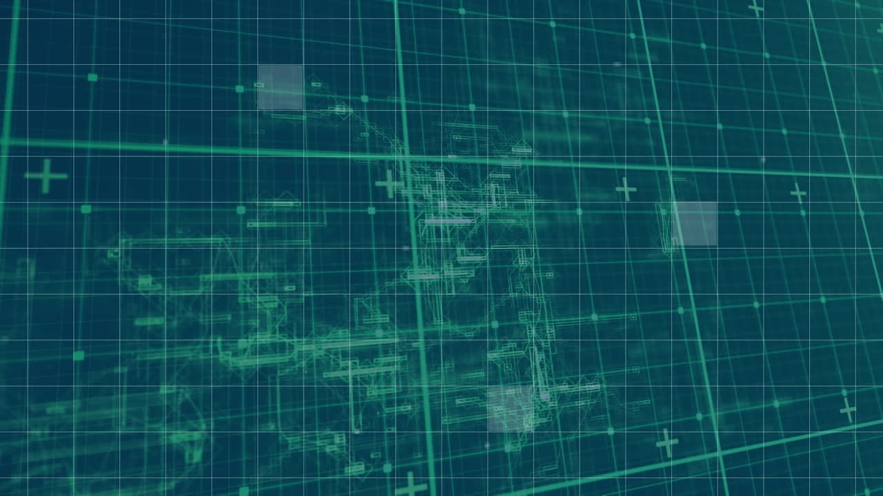 animación digital de la red de conexiones a través de la red de red sobre fondo azul