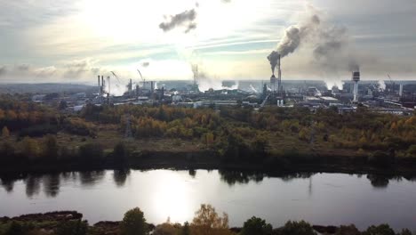 aerial view of industrial area with chemical plant