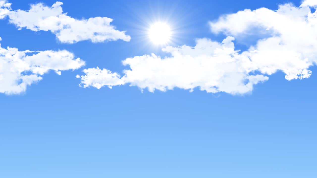 아름다운 파란 하늘과 구름 루프 애니메이션 배경 녹색 화면.