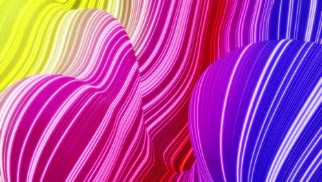 hermoso fondo abstracto de ondas en la superficie, gradientes de color arco iris, líneas extrudidas como superficie de tela a rayas con pliegues o ondas en líquido. bucle 4k. líneas de brillo. 7