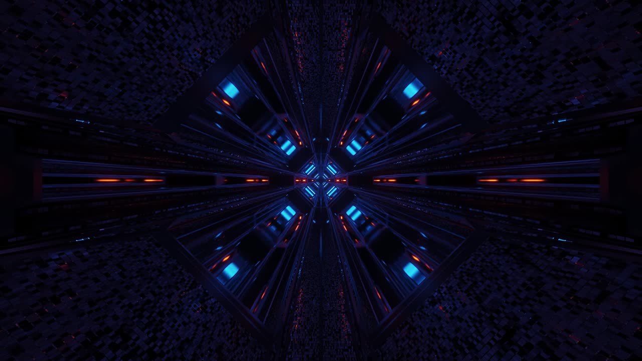 3d illustration motion background of dark high contast space hangar tunnel corridor artwork visual loop