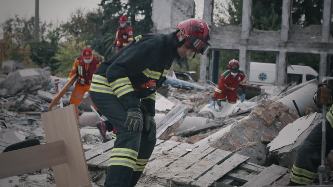 Rescue Workers at a Disaster Site