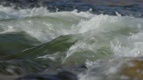 water rolling over rocks in the river in slow motion