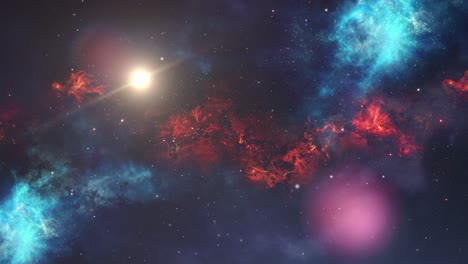 nebulosas rojas y azules en el universo