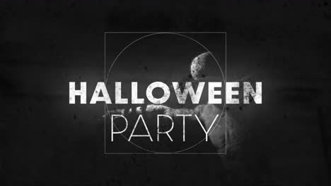halloween party text animation over dark background with spooky elements