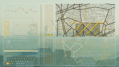 animación del procesamiento de datos sobre el paisaje urbano