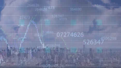 Animation-of-financial-data-processing-over-cityscape