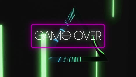 animación del juego sobre texto sobre formas de neón sobre fondo negro