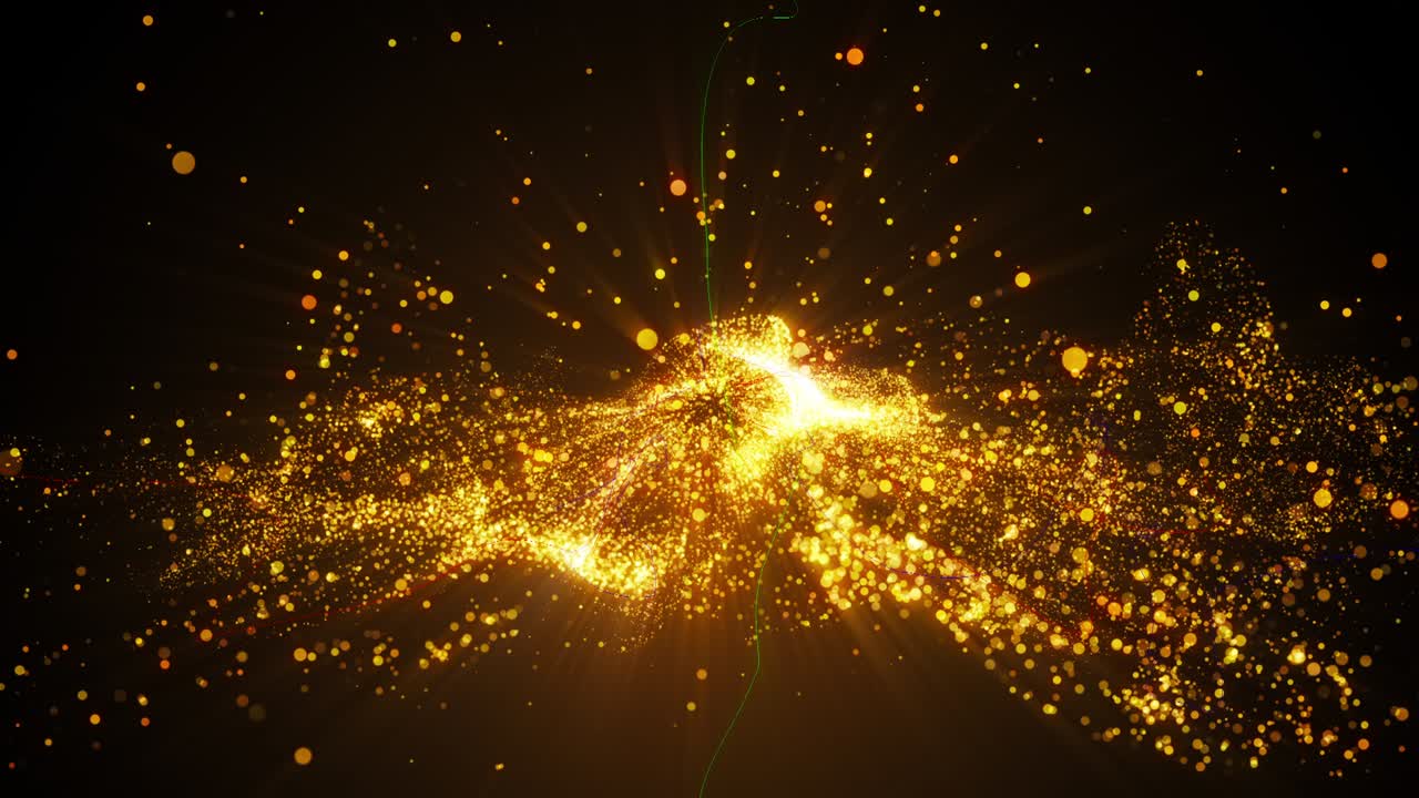 많은 반이는 소용돌이 입자가 공간에서 날아, 휴가 및 축제 3d 렌더링 배경, 컴퓨터 생성