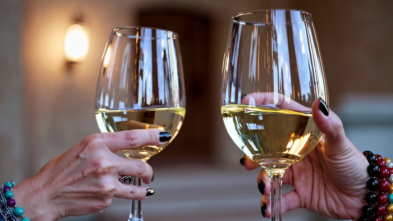 Women toasting with white wine
