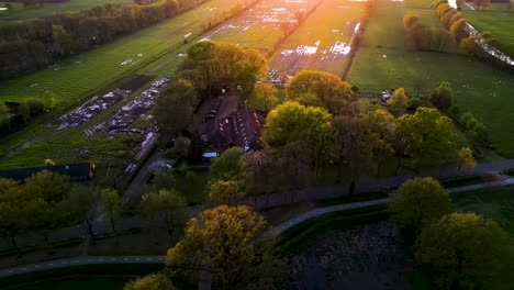 sunset over dutch rural landscape
