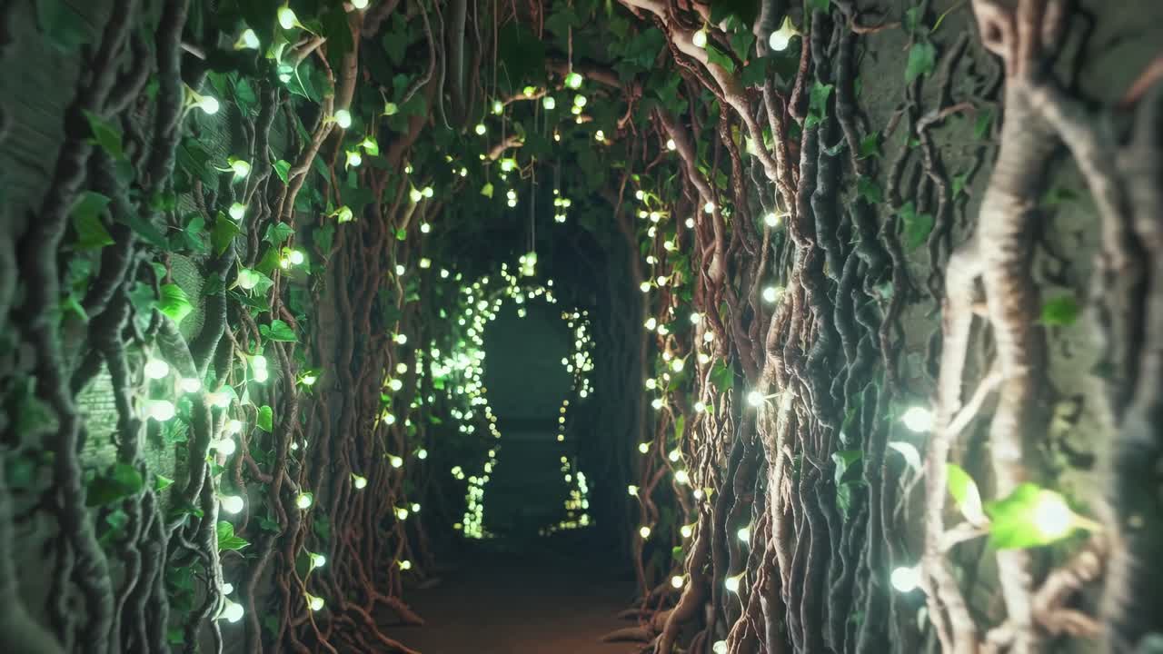 Magical Ivy Tunnel with Lights