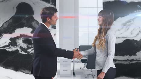 animation of business people making a deal in modern office