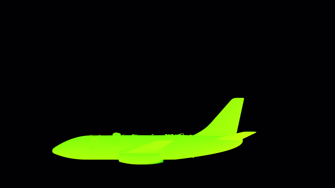 Green airplane explosion on transparent background