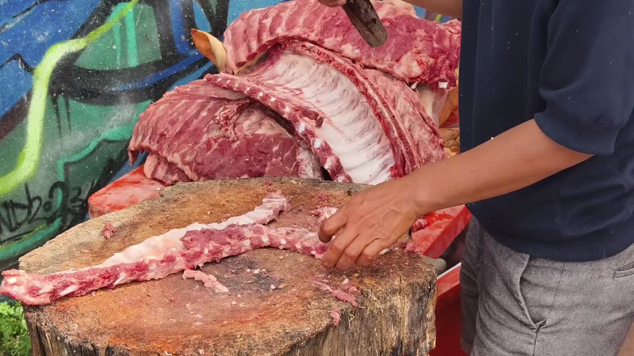 돼지고기 갈비 도살