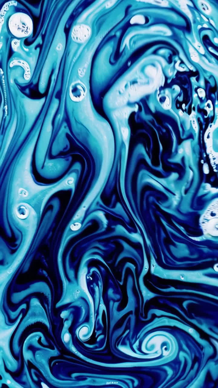 Abstract Blue and White Fluid Art Swirls