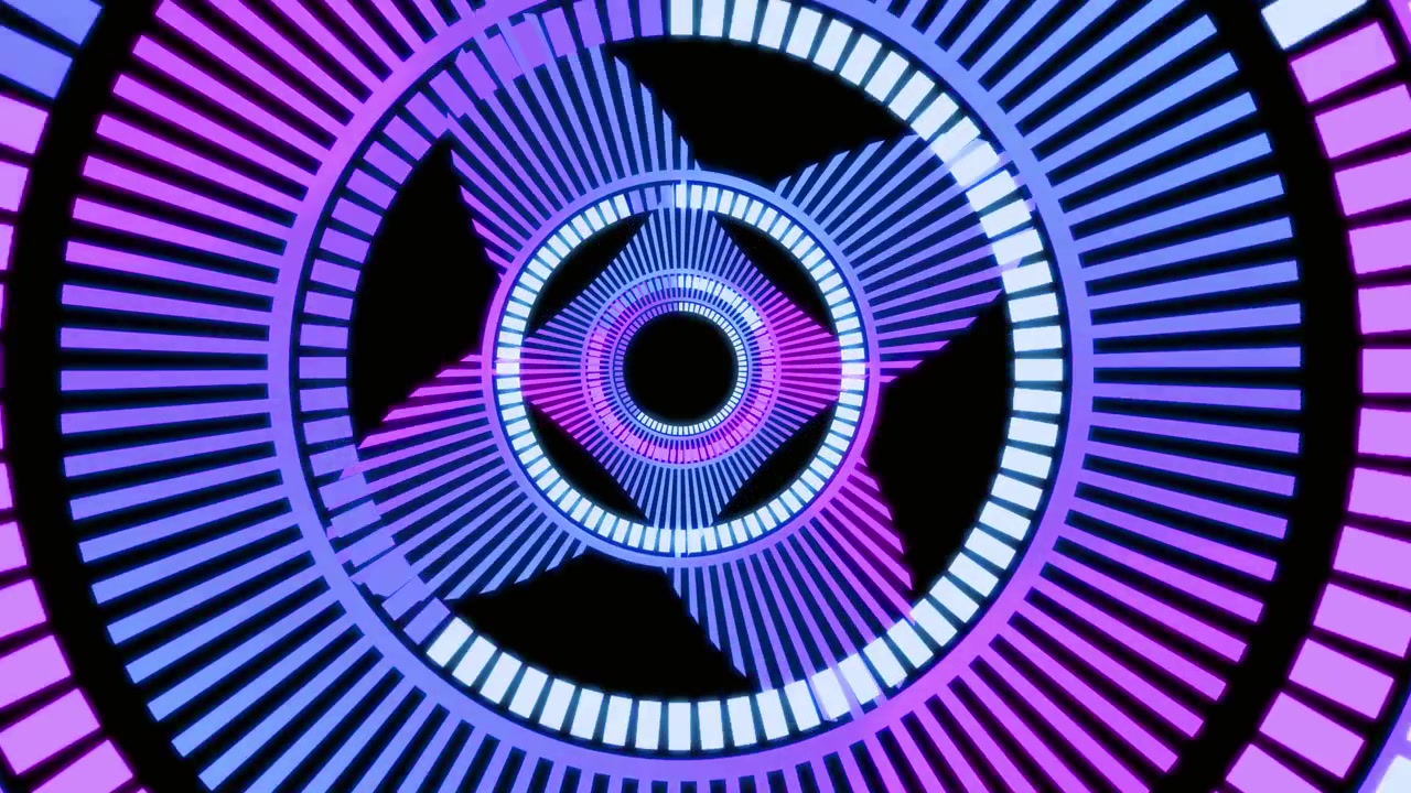 Abstract Neon Audio Visualizer with Pulsating Concentric Circles