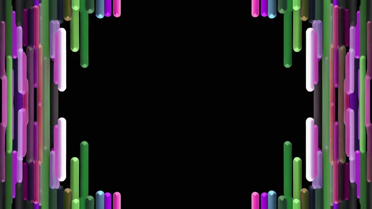 Abstracte animatie van kleurrijke verticale cilinders die bewegen op een zwarte achtergrond