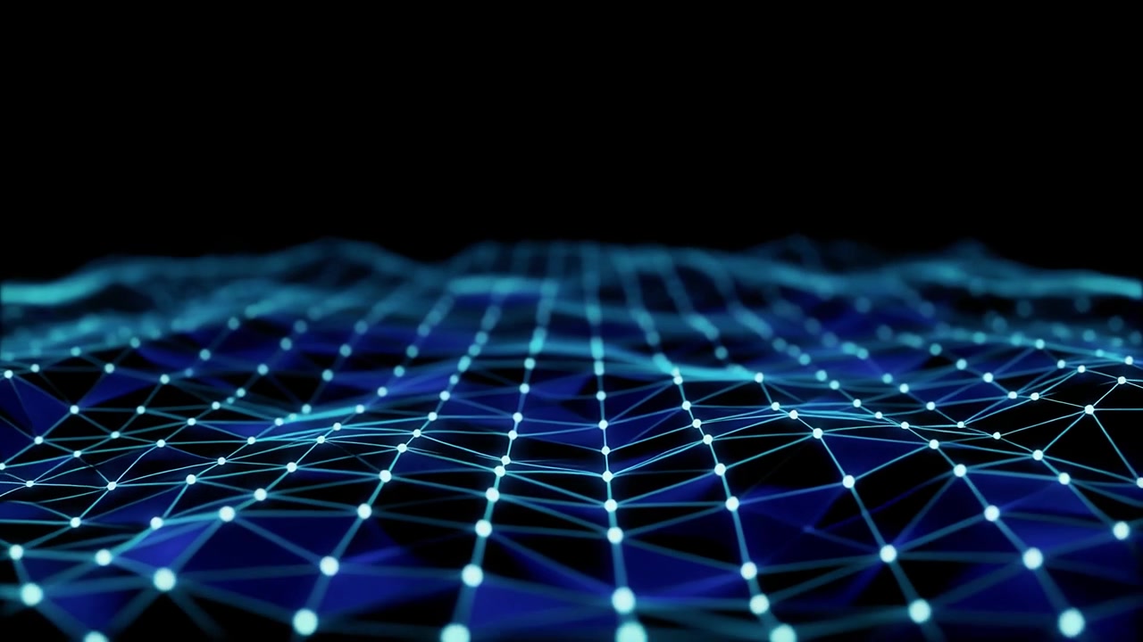 Dynamic Blue Network Connection Flowing Across a Dark Background