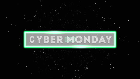 Cyber-Monday-text-with-neon-frame-and-glitters-in-galaxy