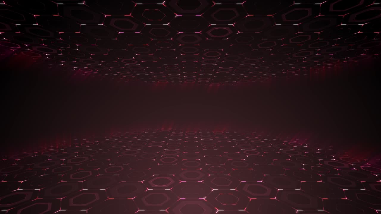 Abstract futuristic hexagonal mesh with red light effect. Can be used as background for presentations, news, online media.