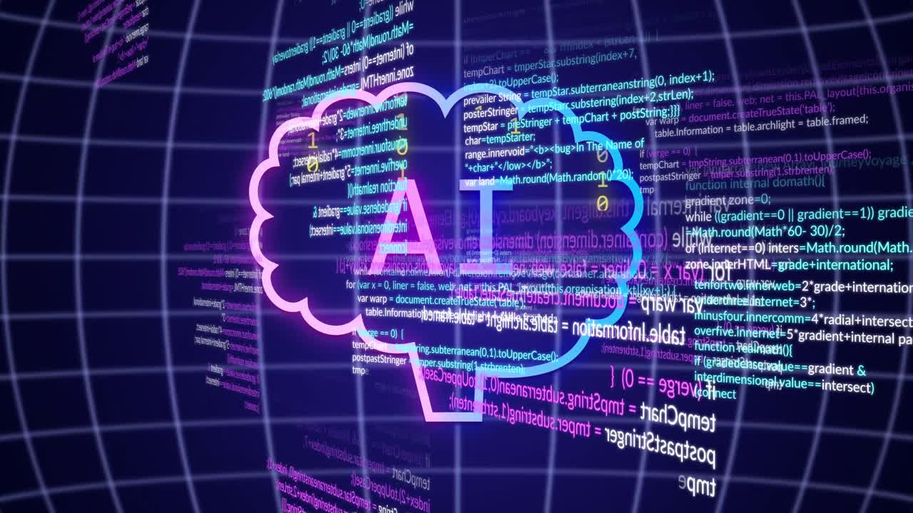 animación de texto de inteligencia artificial y procesamiento de datos