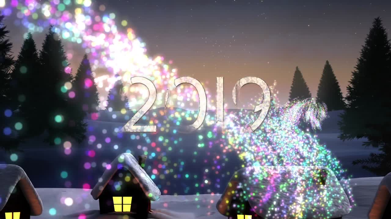 Shooting star in countryside on New Year Eve