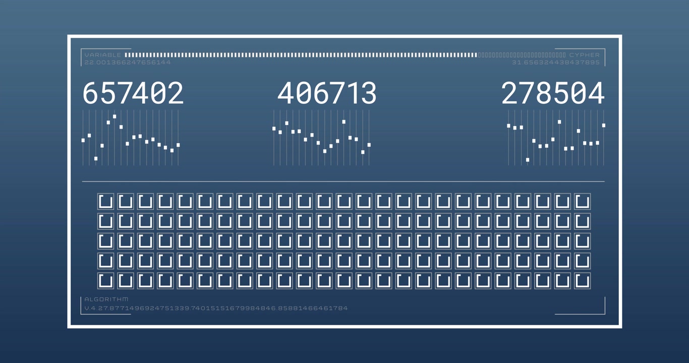 Interfaccia di dati digitali che visualizza statistiche numeriche in rapida evoluzione.