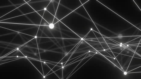 líneas de conexión y nodos brillantes que forman animación de red en fondo negro