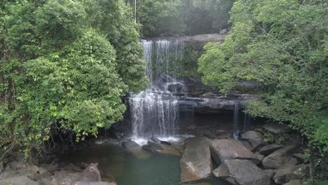 waterfall in lush rainforest