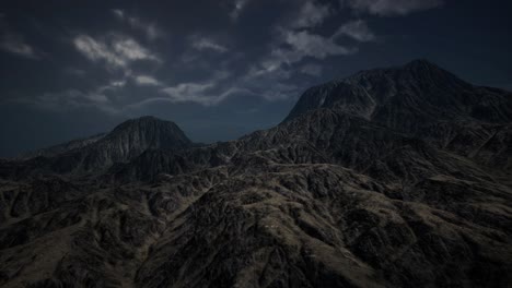 storm dark clouds over volcanic valley