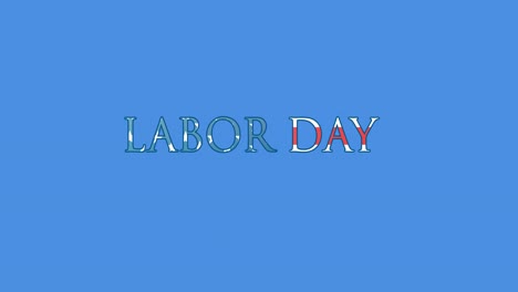 digital animation of american flag design labor text against blue background