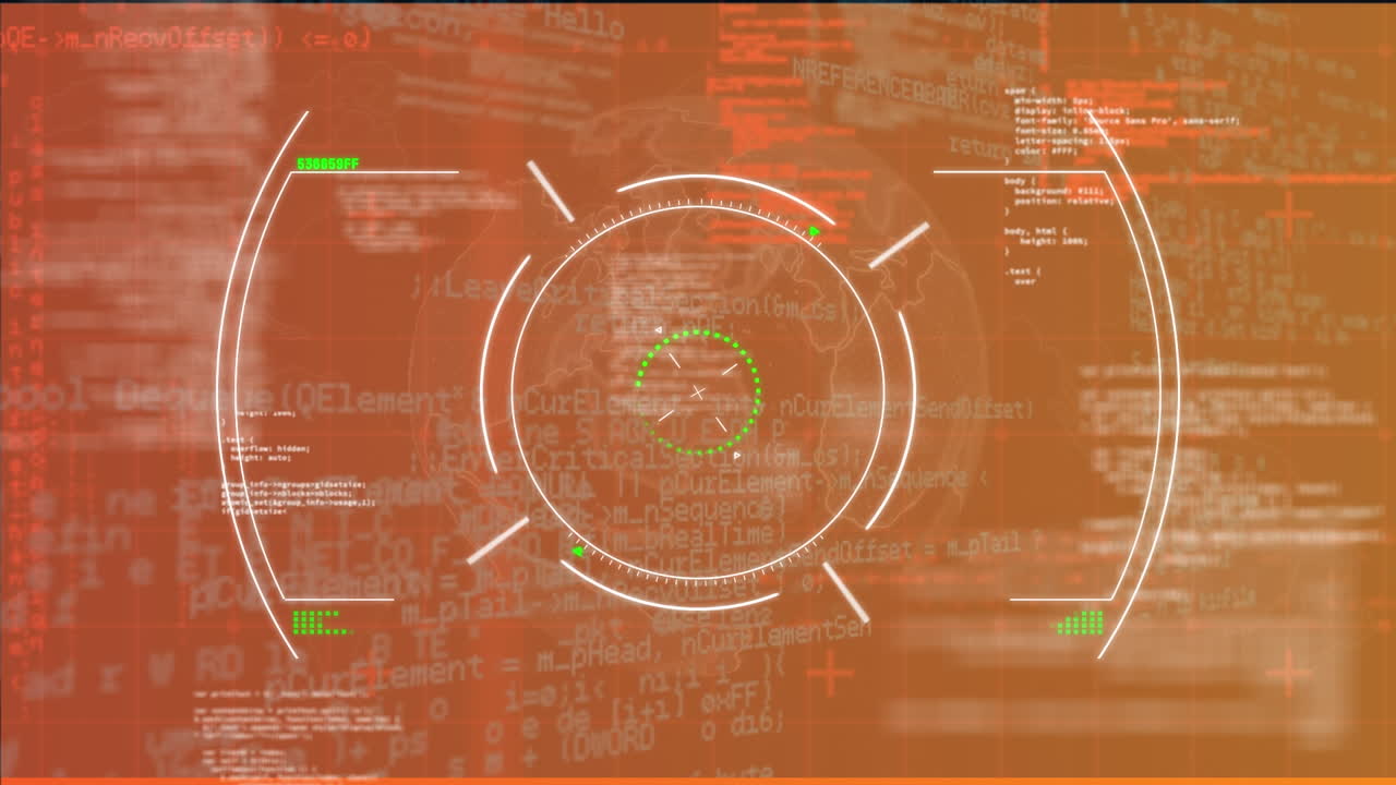Animation of data processing over orange background