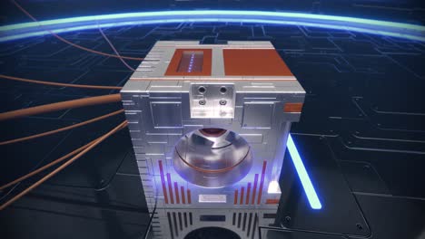 máquina de alta tecnología futurista de ciencia ficción cables de energía generador de electricidad intro 4k