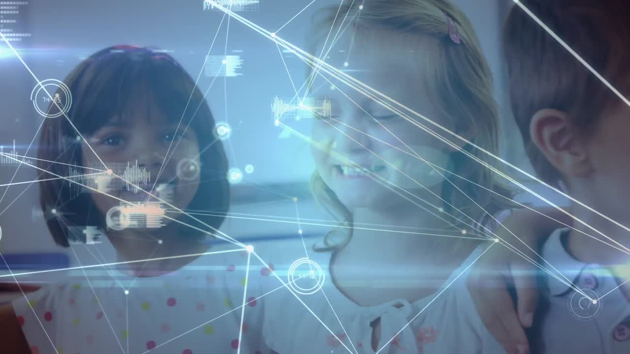 animación de redes de conexiones entre diversos escolares