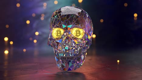 diamond skull with bitcoin eyes