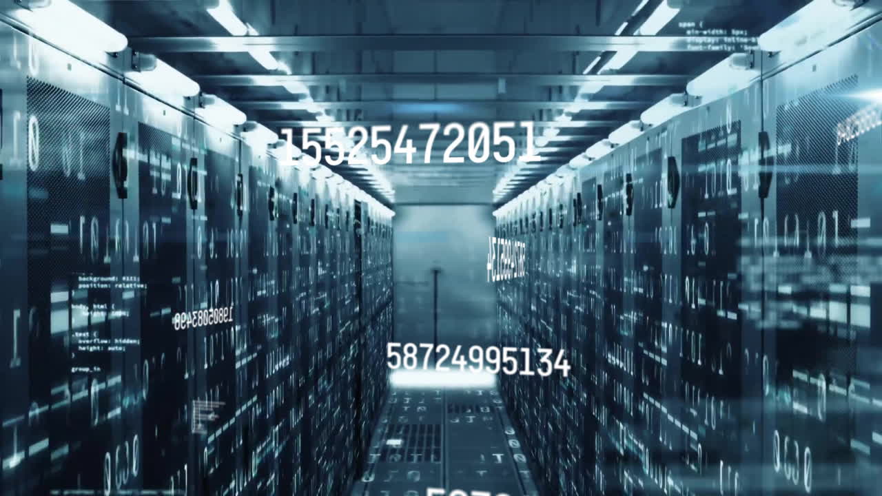 animación del procesamiento de datos a través de servidores informáticos