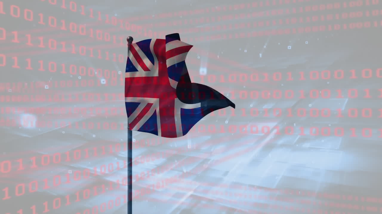 영국 발을 흔들고 있는 바이너리 코드 애니메이션