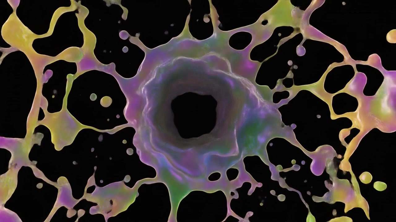 Abstract Iridescent Liquid Sphere Expanding and Contracting