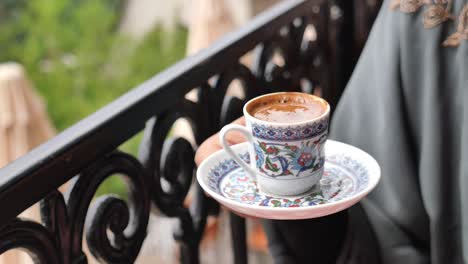 turkish coffee on a balcony