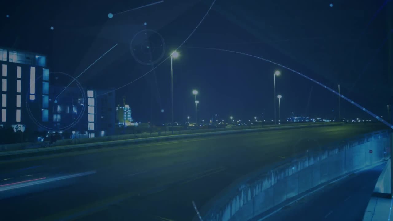 animación de la red de conexiones sobre el paisaje urbano