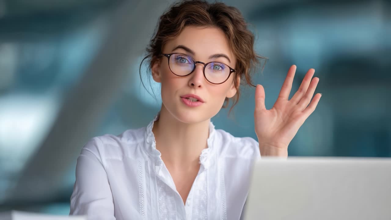 A Young Professional Woman Engaged in a Thoughtful Conversation at Her Workspace, Demonstrating Active Listening and Communication Skills
