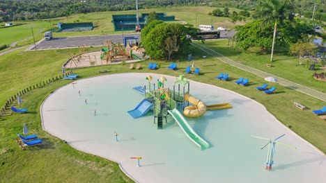 empty water park for children in vistas golf and country club at santo domingo, dominican republic