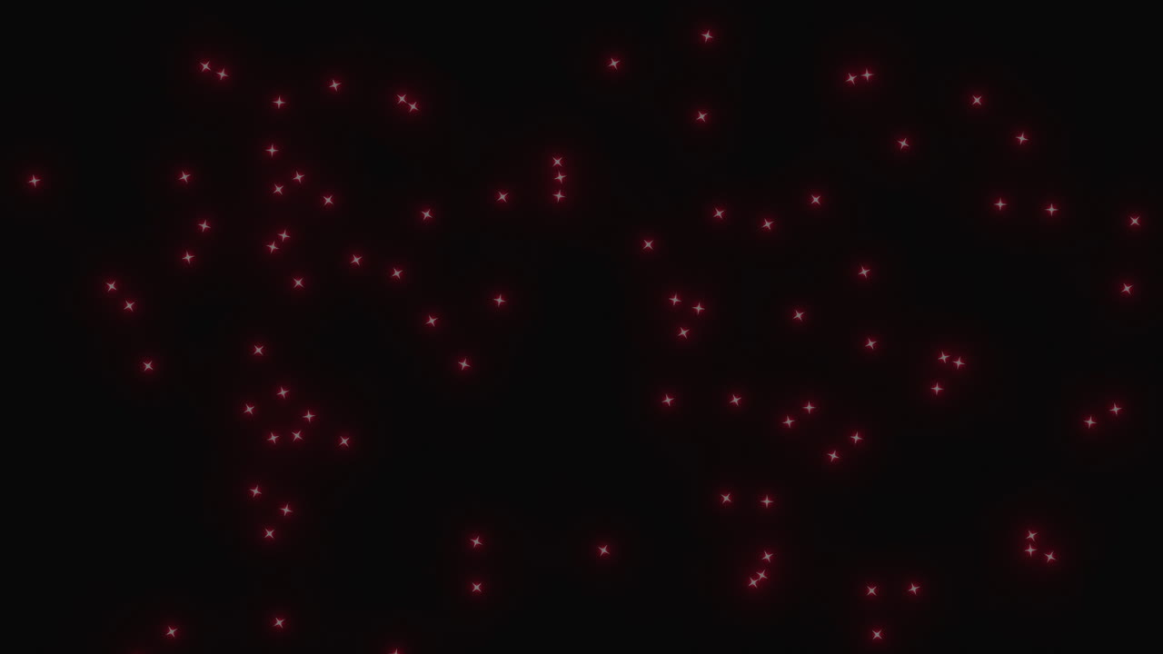 Flying red glitters on black gradient