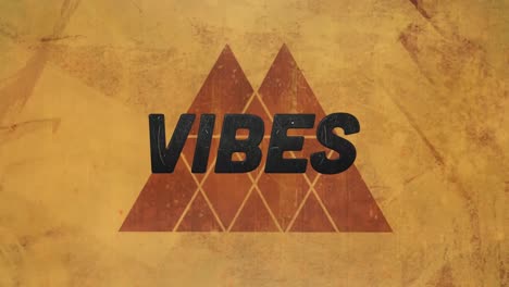 Animation-of-vibes-text-over-shapes-on-orange-background