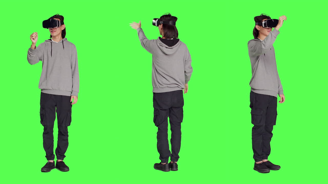 성인 은 가상 현실 기기 를 즐긴다