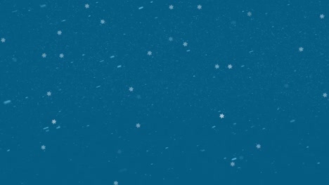 animation of snow falling over blue background