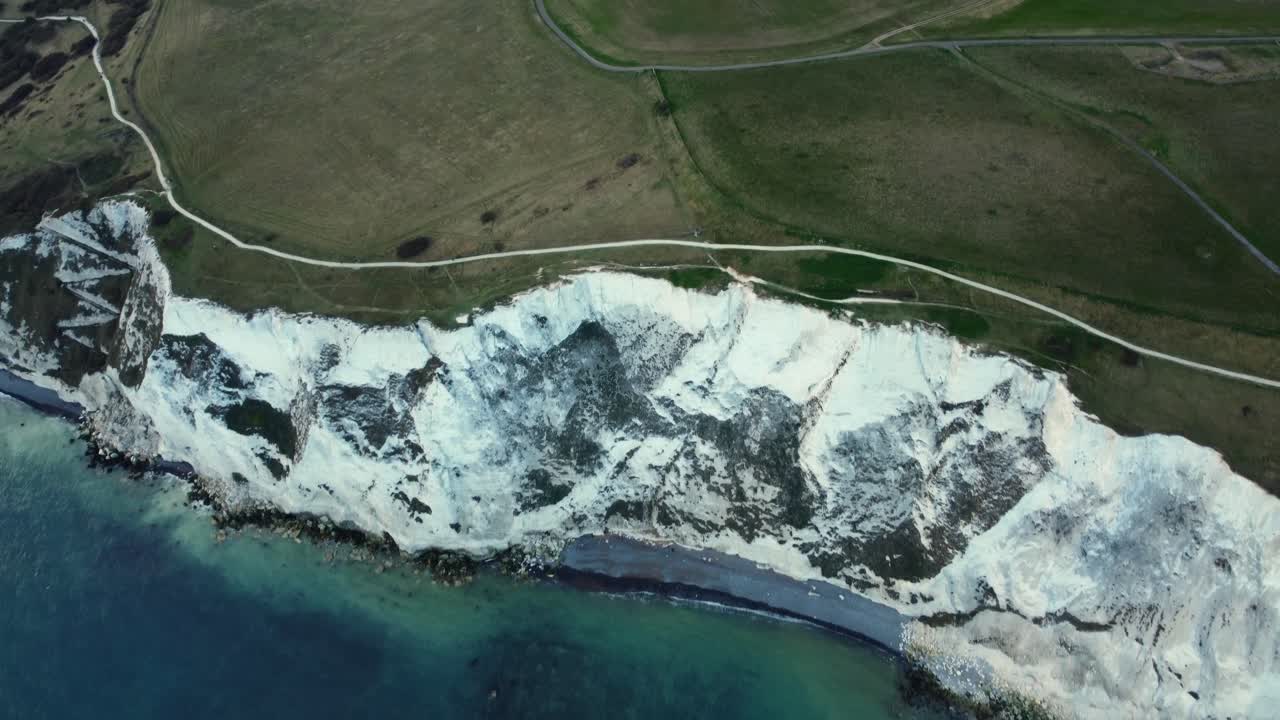 Aerial View of White Cliffs and Coastline